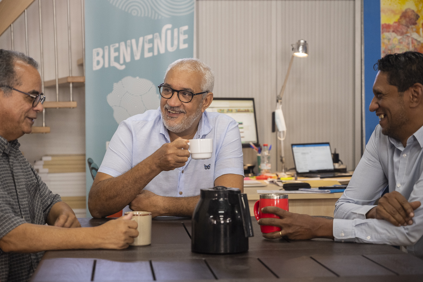 Photo de Gérard Argien (1er Directeur de la FRT), Azeddine Bouali (Président de la FRT) et Christian Loga (2nd Directeur de la FRT)